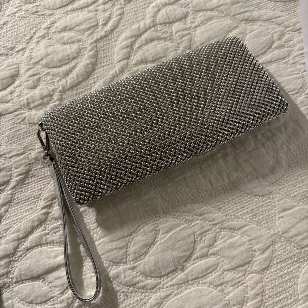 Madison West Sparkling Silver Clutch